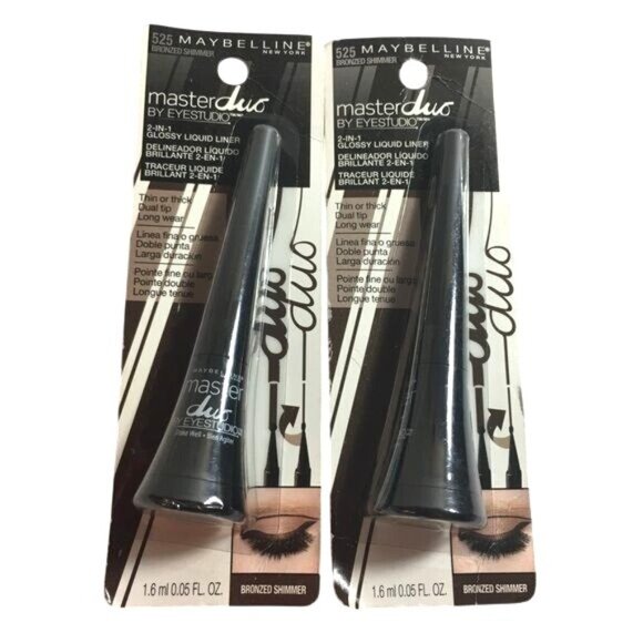 Maybelline Eyeliner Master Duo 2 n 1 Glossy Liquid .05 oz Bronzed Shimmer 525 Lo - Picture 1 of 3